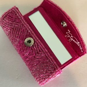 MK signature mirrored pink beaded lipstick holder